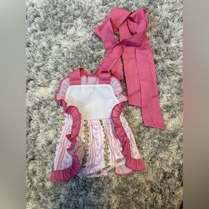 Pink and White Ruffled Baby sunsuit